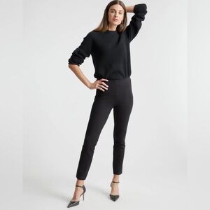 Quince Women's Black Ultra-Stretch Ponte Pants Pintuck Ankle - Black